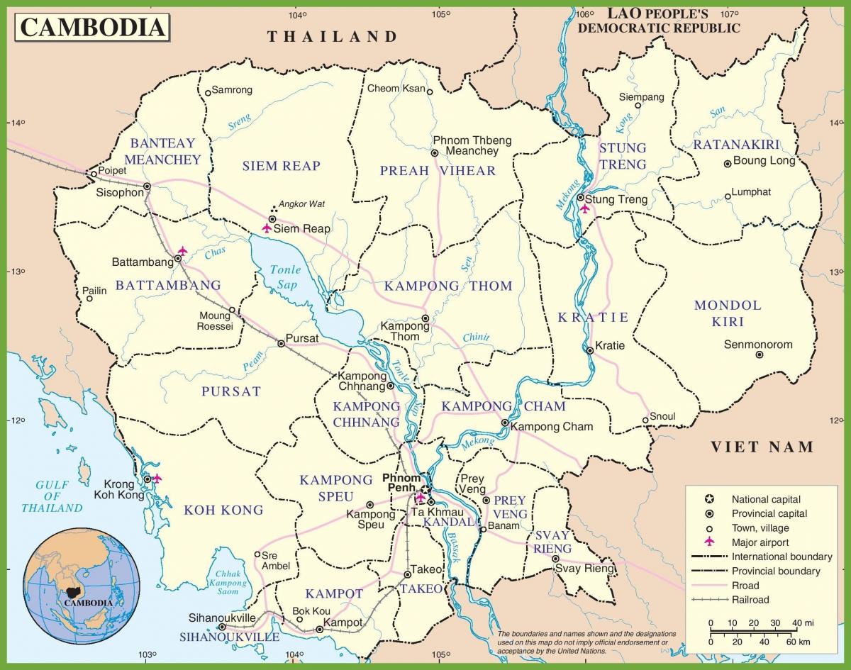 નકશો કંબોડિયા રાજકીય