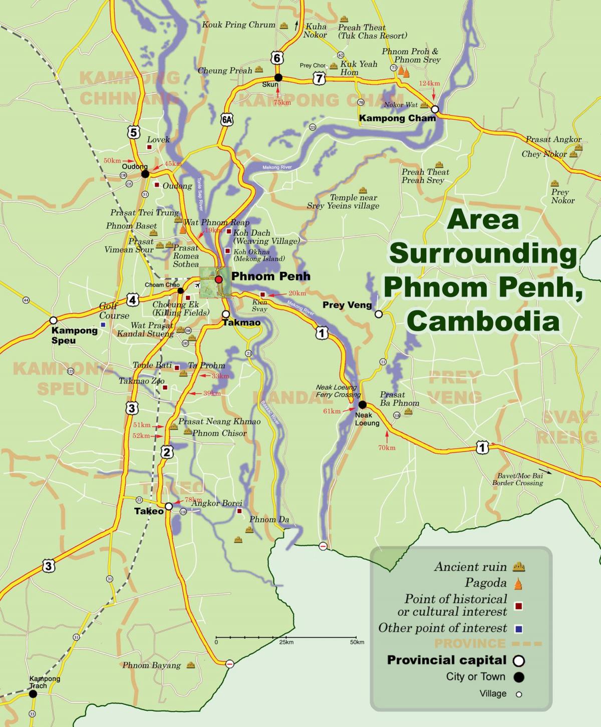 નકશો ફ્નોમ પેન્હ કંબોડિયા