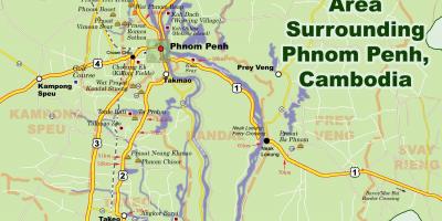 નકશો ફ્નોમ પેન્હ કંબોડિયા