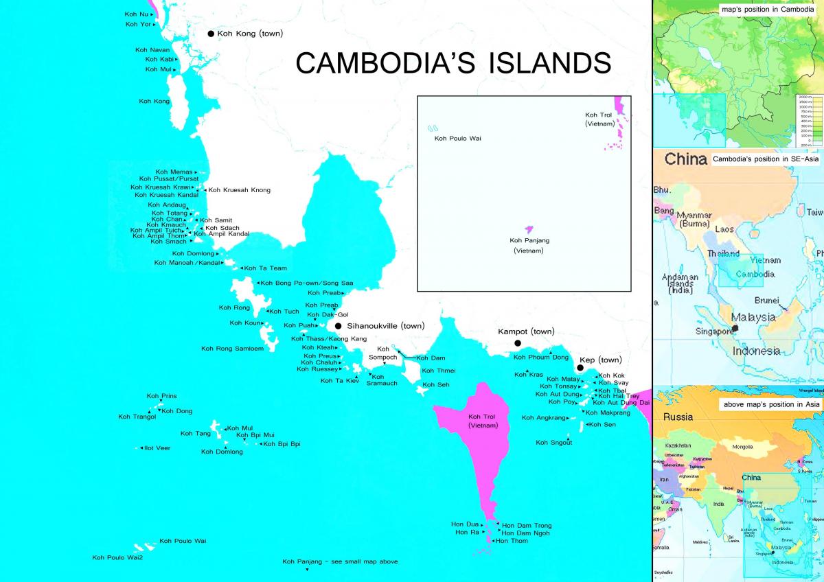 નકશો કંબોડિયા ટાપુઓ